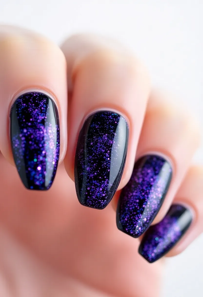 19 Dazzling Glitter Nail Designs for 2025 That Will Make You Sparkle! - 2. Galaxy Glitter Nails