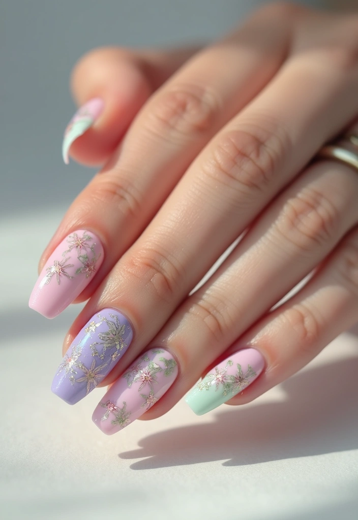 19 Dazzling Glitter Nail Designs for 2025 That Will Make You Sparkle! - 5. Glitter and Floral Fusion