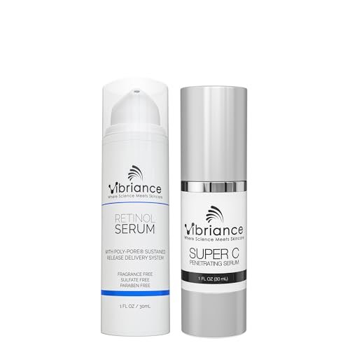 Vibriance Dynamic Duo Skincare Bundle | Super C Vitamin Serum, Retinol Skin Care Set - Age-Defying Night and Day Retinol and Vitamin C Serum for Face Routine Skincare Kit