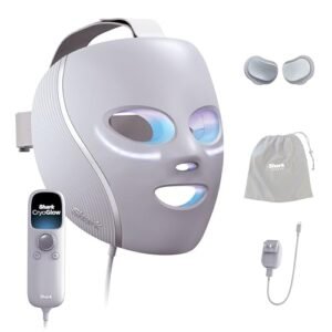 Shark CryoGlow LED Face Mask with Under-Eye Cooling, Anti-Ageing & Blemish Repair, Red & Blue LED, Infrared Light Therapy, USB-C, Remote Control, Storage Bag, Lilac Chill, FW312PL