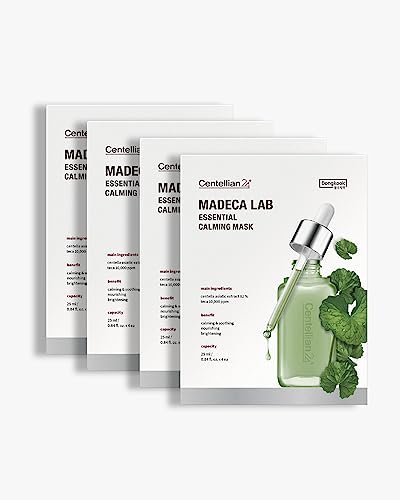 CENTELLIAN 24 Madeca Mask (Extra Calming, 24pc) - Face Mask Sheet for Ultra Calming, Soothing for Sensitive, Acne-prone Skin with Centella Asiatica, TECA, Niacinamide. Korean Skin Care for Men Women