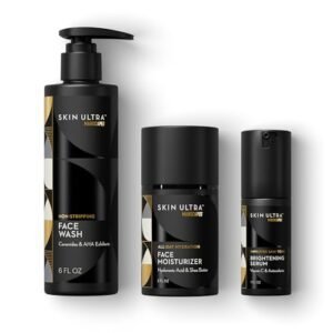 MANSCAPED® Skin Ultra™ Daily Regimen - Men's Skincare Routine Essentials with Face Wash, Face Moisturizer & Brightening Serum Formulated with A Ceramide Complex for Cleansing, Exfoliating & Hydration