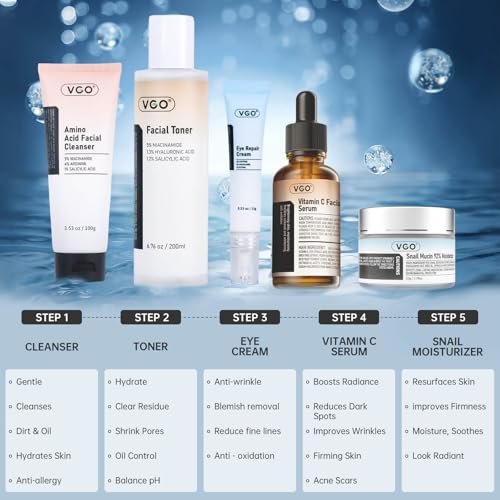VGO Snail Mucin Anti-Aging Skincare Set | Hydrate Repair Soothe Dry Skin - Image 5
