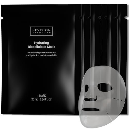 Revision Skincare Hydrating Biocellulose Mask, Soothing Treatment for Sensitive, Dry, and Irritated Skin, Reduces Discomfort and Enhances Skin Barrier Recovery, 6 Sheets