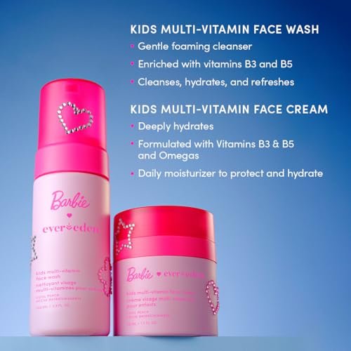 Here's a more engaging and SEO-friendly version:
Evereden Barbie Kids Skincare Set: Vitamin Face Wash, Cream & Accessories - Image 3