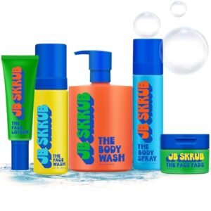 JB SKRUB The Ultimate Bundle - Complete Skin Care Set for Kids, Tweens, and Teens, Includes Body Wash, Body Spray, Acne Face Wash, Pads, and Lotion