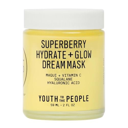 Youth To The People Superberry Dream Mask Full Size - Hyaluronic Acid + Vitamin C Face Moisturizer + Overnight Facial Mask, Hydrates + Plumps + Brightens Skin, Evens Skin Tone, For Dry Skin - 2 fl oz