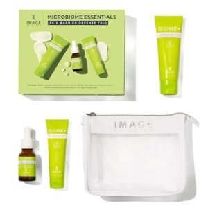 IMAGE Skincare, BIOME+ Microbiome Essentials Skin Barrier Defense Trio, 3 Step Travel Regimen with Facial Cleansing Balm, Dew Serum and Smoothing Cream