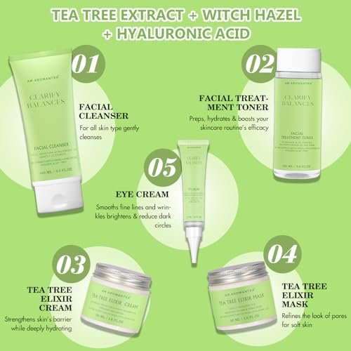 Here's a more engaging and SEO-friendly product title within 70 characters:
Natural Tea Tree Skincare Set: Hydrating Witch Hazel Face Kit for All Skin Types - Image 2