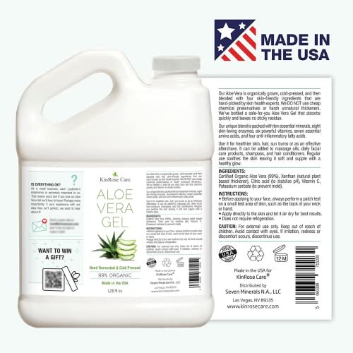 Organic Aloe Vera Gel 128oz - Pure Skin, Hair & Sunburn Relief USA Made - Image 4