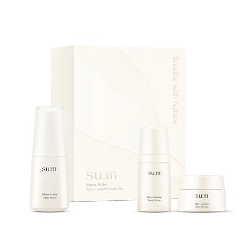 SU:M Micro-Active Repair Serum Set (3-piece set) - Hydrating and Calming Korean Skincare Serum for Sensitive and Acne-Prone Skin, Reduces Pores and Enhances skin tone