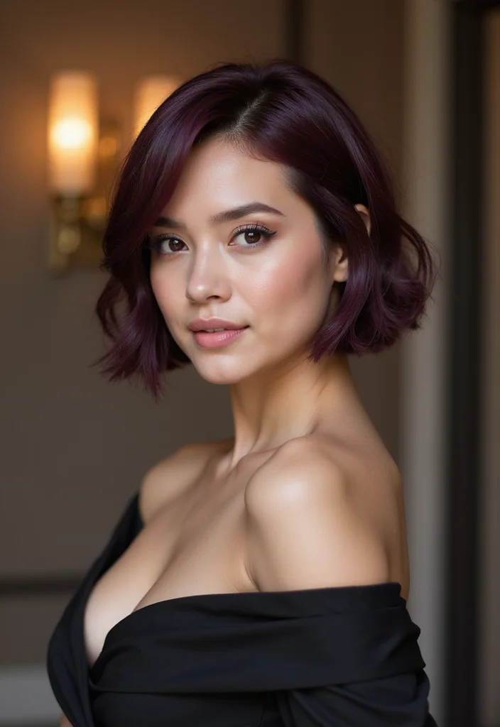 16 Short Hair Color Ideas That Will Make You Want to Change It Up Today (Don't Miss #7!) - 12. Deep Plum 1