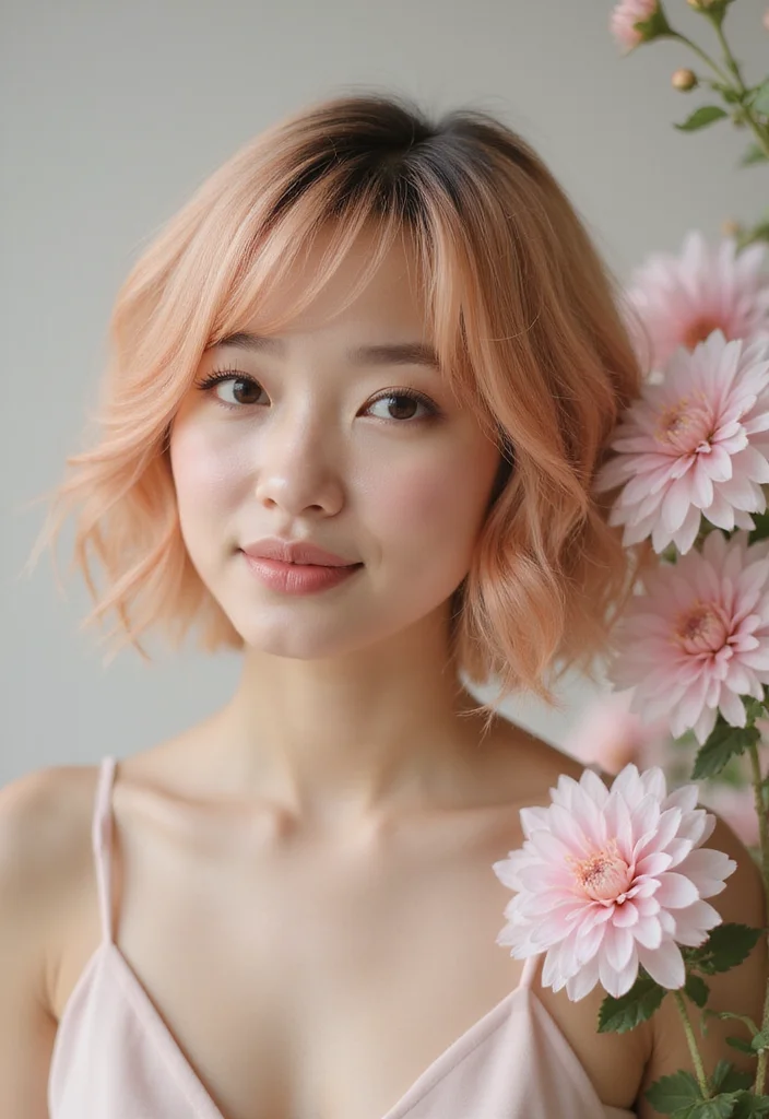 16 Short Hair Color Ideas That Will Make You Want to Change It Up Today (Don't Miss #7!) - 16. Soft Peach 1