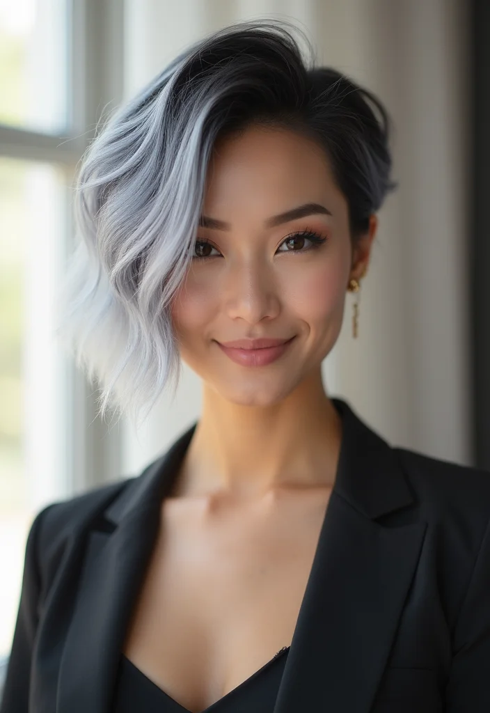 16 Short Hair Color Ideas That Will Make You Want to Change It Up Today (Don't Miss #7!) - 7. Silver Ombre 1