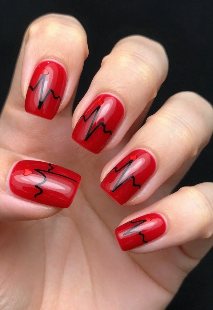 14 Adorable Valentine's Nail Ideas That'll Make You Fall in Love at First Sight! - 4. Heartbeat Designs 1