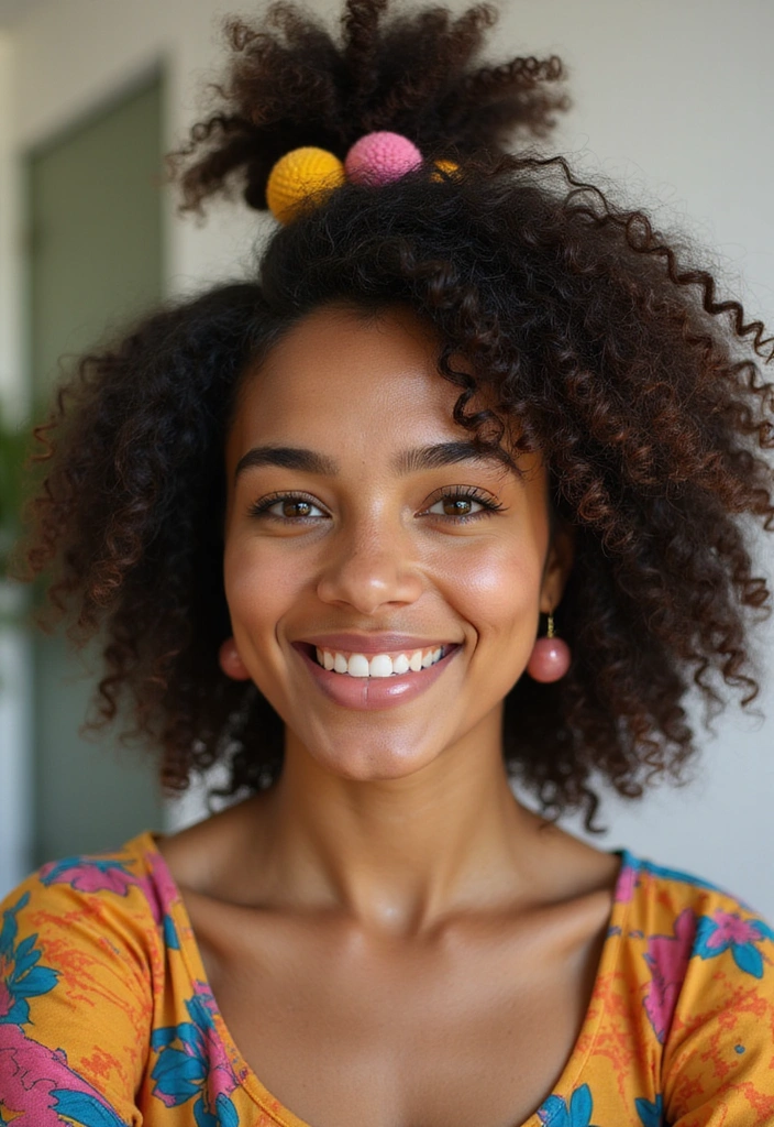 14 Easy Curly Hairstyles You Can Do in Under 10 Minutes (Perfect for Busy Mornings!) - 1. The Half-Up Curly Bun 1