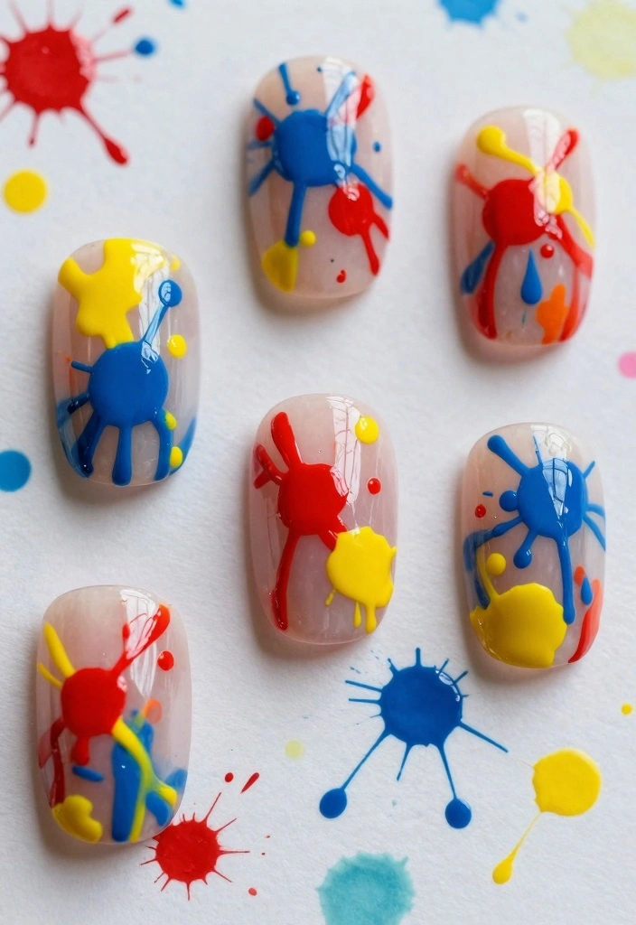16 Unique Jelly Nail Styles You’ve Never Tried (And You Absolutely Should!) - 12. Artistic Splatter Jelly Nails 1