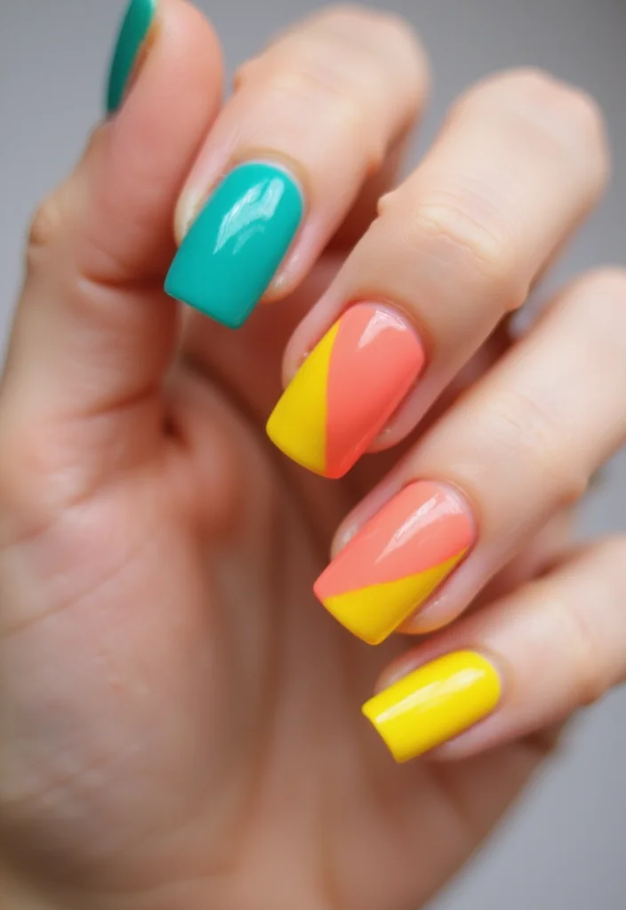 16 Unique Jelly Nail Styles You’ve Never Tried (And You Absolutely Should!) - 8. Color Block Jelly Nails 1