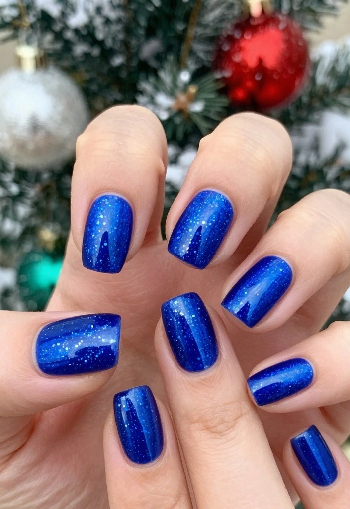 18 Luxurious Winter Chrome Nails That Will Elevate Your Style Game! - 18. Cobalt Blue Sparkle 1