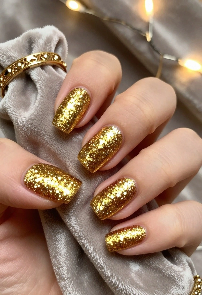 18 Luxurious Winter Chrome Nails That Will Elevate Your Style Game! - 4. Glittering Gold Overlay 1