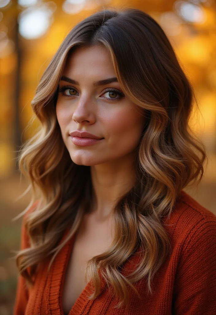 Witness the Magic: 14 Brown Hair Transformations with Caramel Highlights That Will Leave You Speechless! - 13. Seasonal Changes: Caramel Highlights for Fall 1