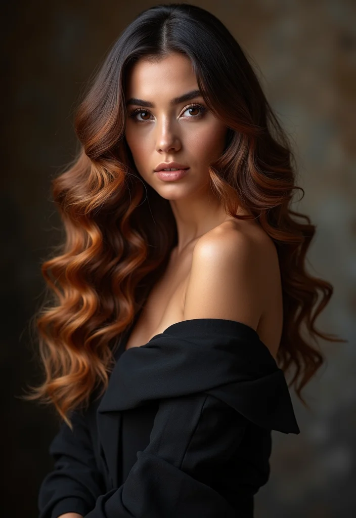 Witness the Magic: 14 Brown Hair Transformations with Caramel Highlights That Will Leave You Speechless! - 9. The Bold Contrast: Dark Brown Meets Caramel 1