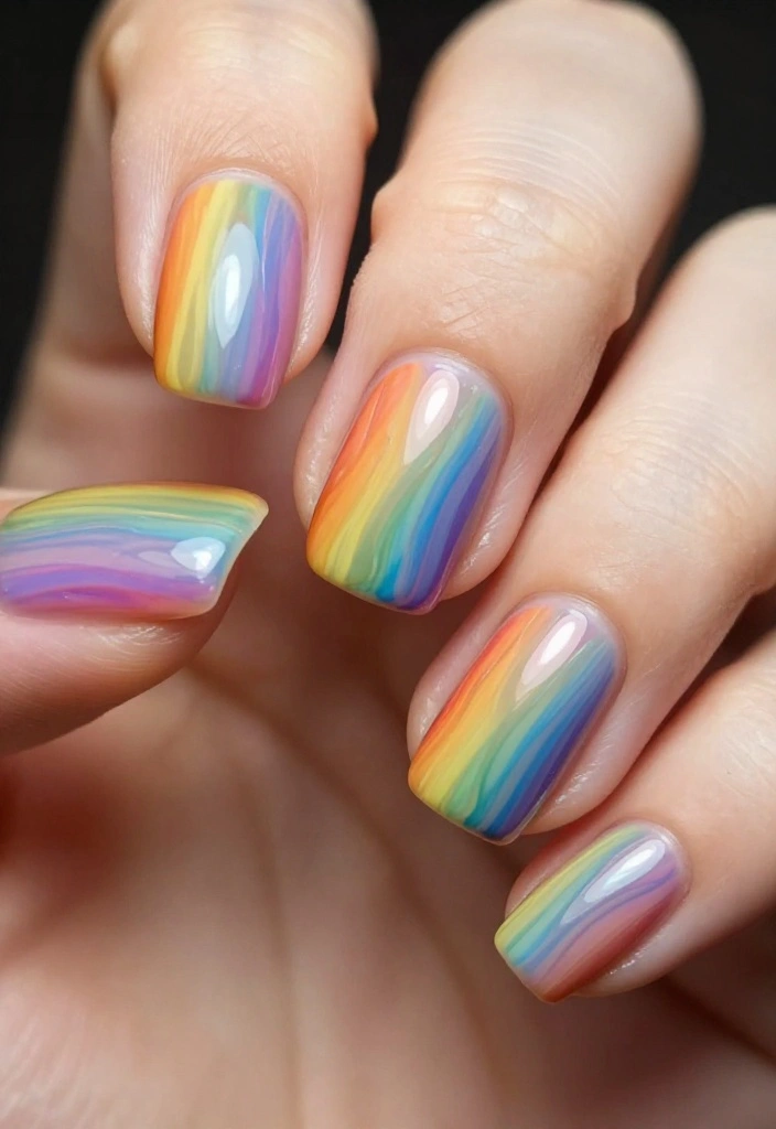10 Simple Funky Nails That Will Make Your Friends Jealous (You Won't Believe #5!) - 1. Rainbow Swirls 1