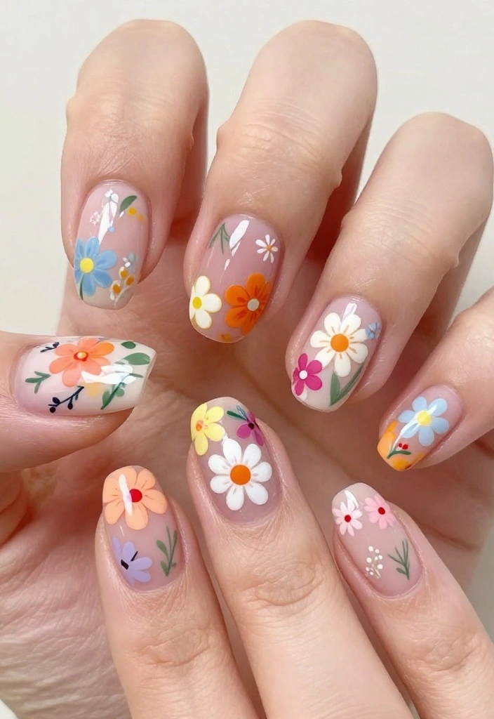 10 Simple Funky Nails That Will Make Your Friends Jealous (You Won't Believe #5!) - 6. Floral Fantasy 1