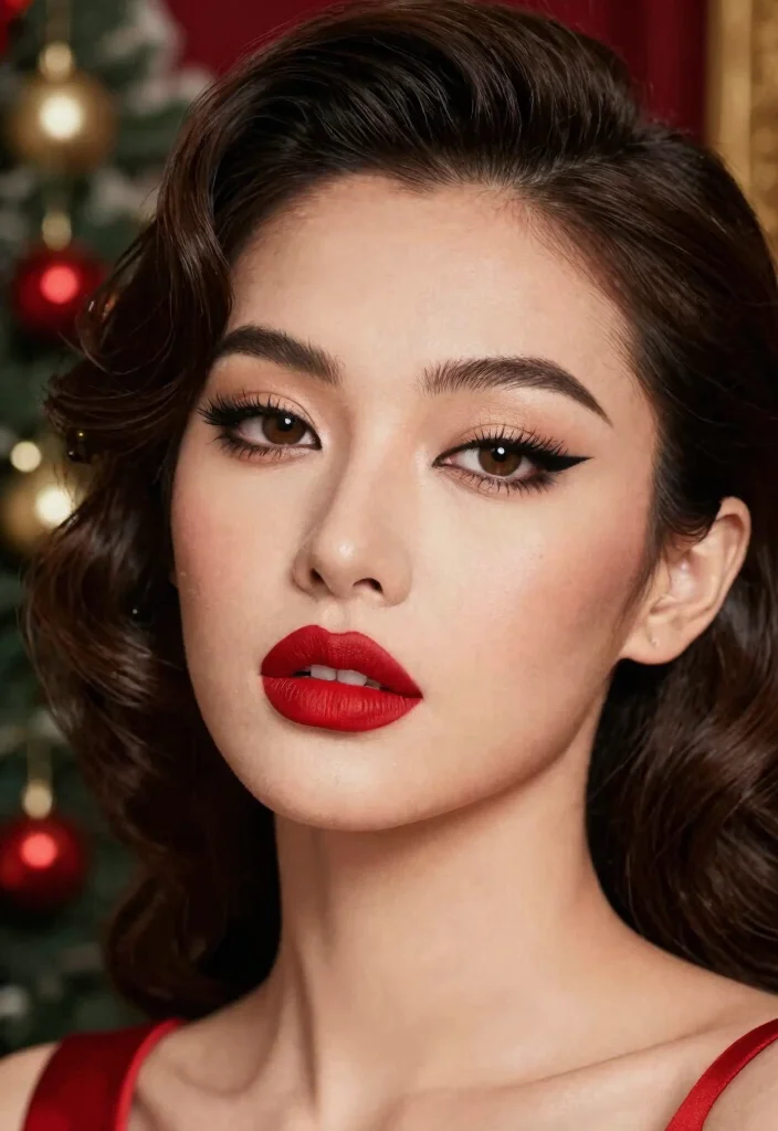 13 Sophisticated Holiday Makeup Looks That Exude Elegance and Class! - 13. Vintage Glamour with Bold Lips 1