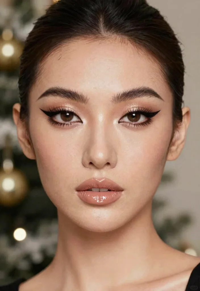 13 Sophisticated Holiday Makeup Looks That Exude Elegance and Class! - 5. Elegant Cat Eyes with Nude Gloss 1