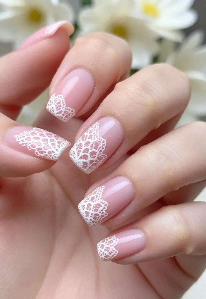15 Diseños de Uñas Rosa que Te Harán Decir '¡Quiero Esto Ya!' - 1. Rosa Pastel con Detalles de Encaje 1