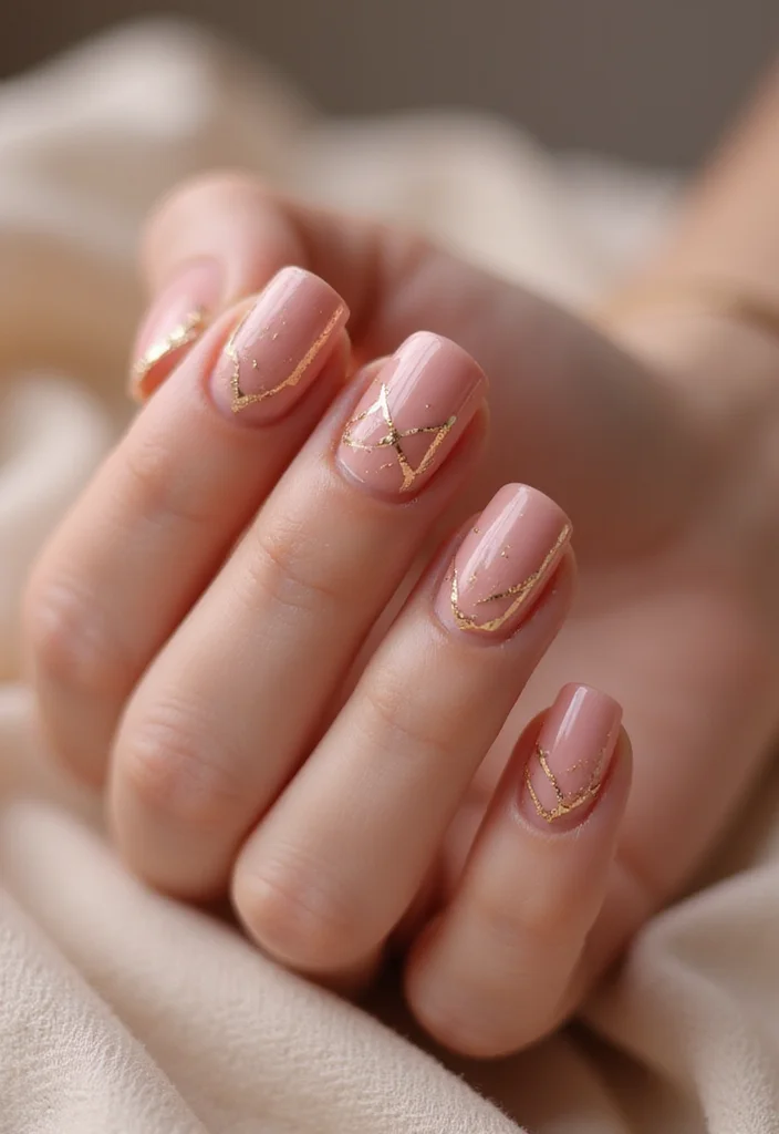 15 Diseños de Uñas Rosa que Te Harán Decir '¡Quiero Esto Ya!' - 7. Rosa con Toques de Dorado 1