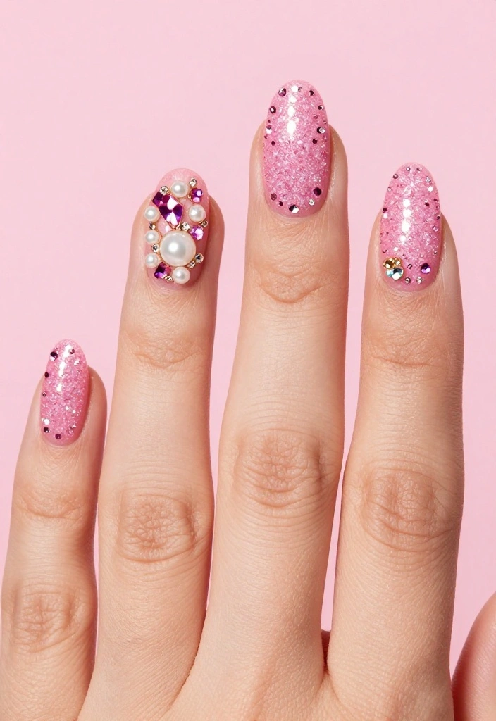 15 Diseños de Uñas Rosa que Te Harán Decir '¡Quiero Esto Ya!' - 9. Uñas Rosa con Accesorios 1