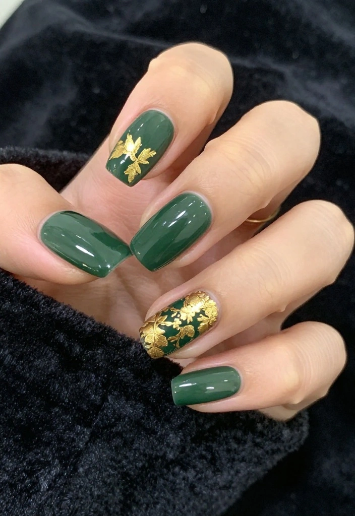 15 Stunning St. Patrick's Day Nail Designs That Will Have You Feeling Lucky! - 13. Gold Leaf Accents 1