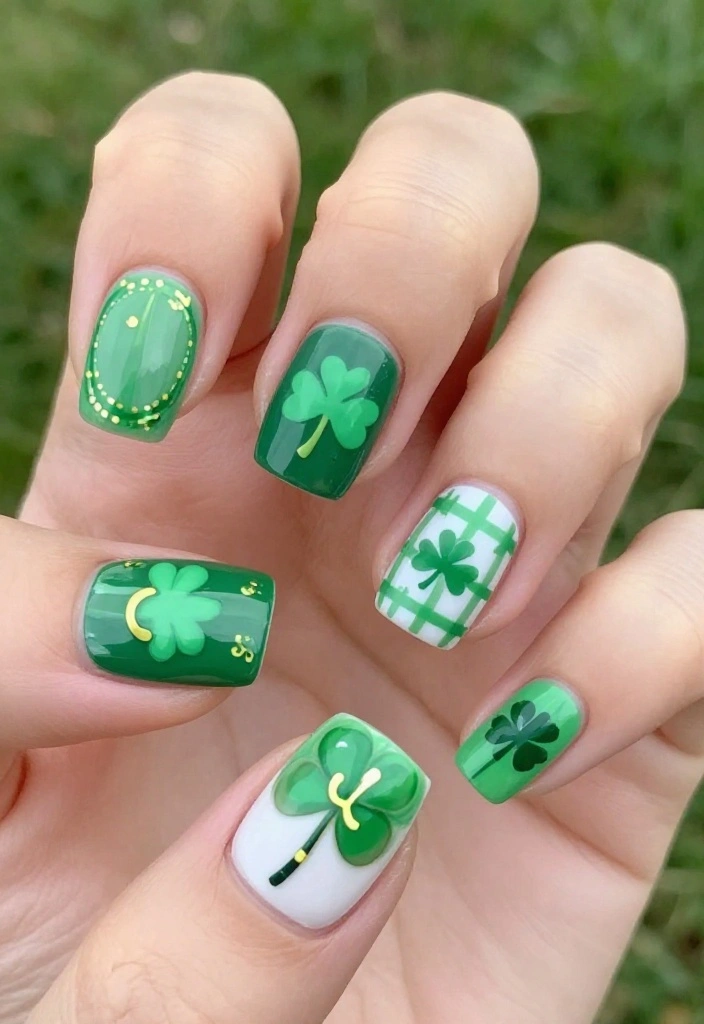 15 Stunning St. Patrick's Day Nail Designs That Will Have You Feeling Lucky! - 14. Mix and Match 1