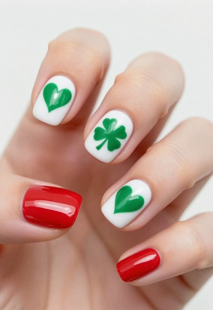 15 Stunning St. Patrick's Day Nail Designs That Will Have You Feeling Lucky! - 15. Heartfelt Irish Manicure 1
