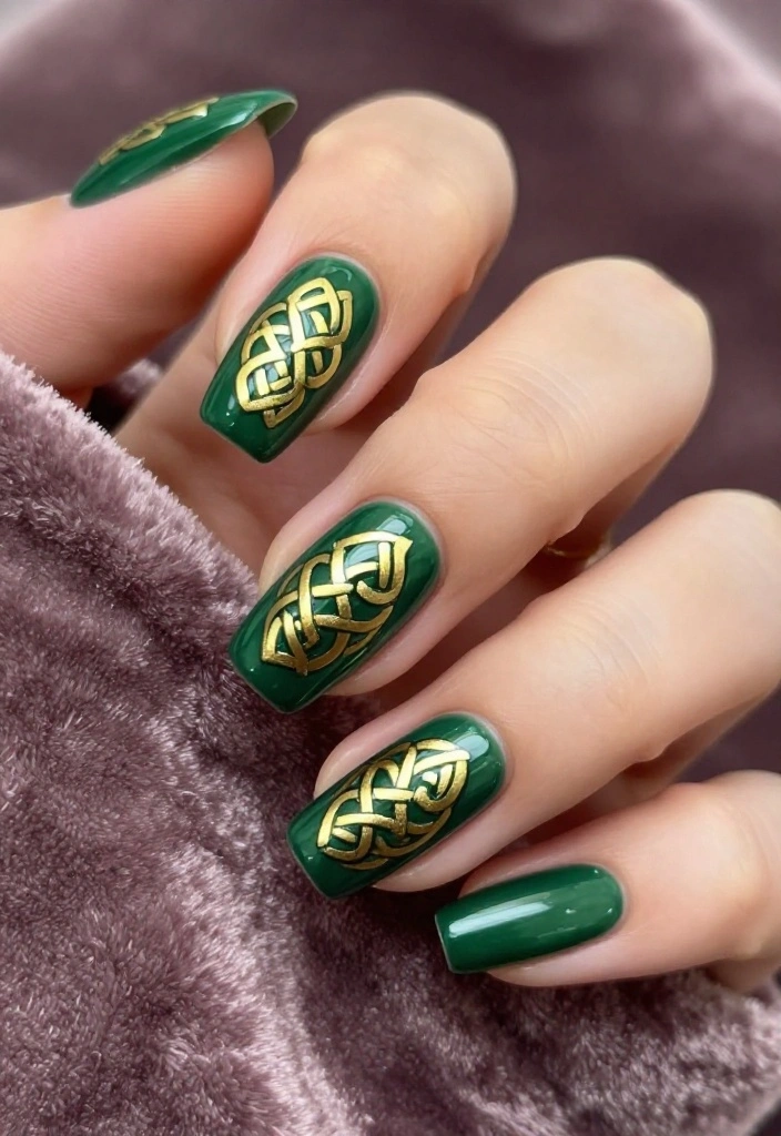15 Stunning St. Patrick's Day Nail Designs That Will Have You Feeling Lucky! - 5. Celtic Knots 1
