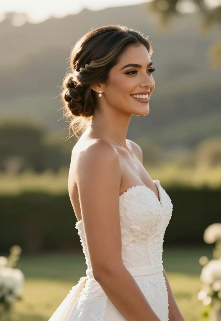 16 Boho Bridal Hairstyles That Are Perfect for a Free-Spirited Bride! - 16. Romantic Low Knot with Braided Detail 1