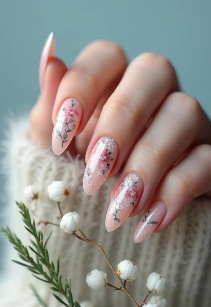 20 Stunning Winter Nail Designs That Will Make You Swoon (You Won't Believe #15!) - 10. Winter Flora 1