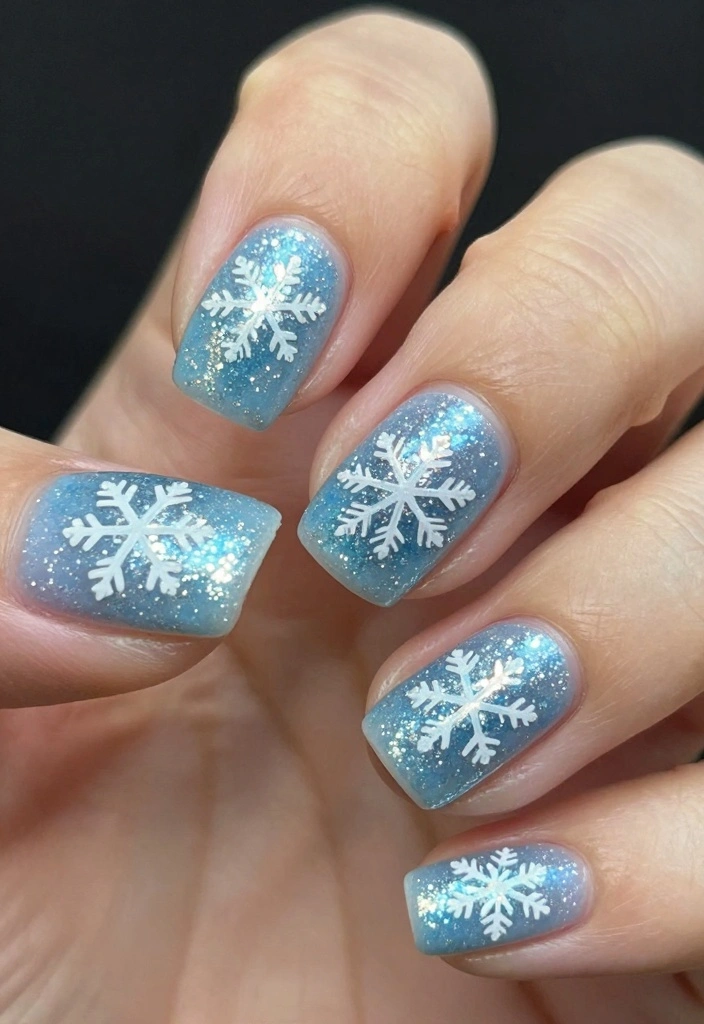 20 Stunning Winter Nail Designs That Will Make You Swoon (You Won't Believe #15!) - 11. Sparkling Snowflakes 1