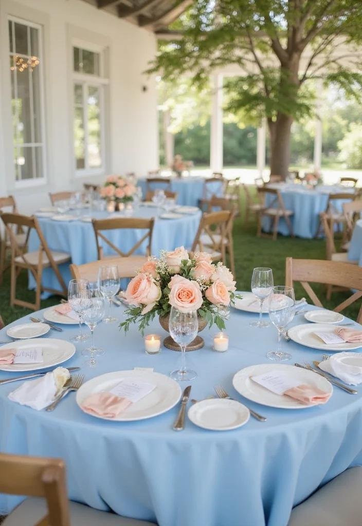 21 Jaw-Dropping Wedding Color Palettes for Your Dream Day (You Won't Believe #10!) - 18. Charming Light Blue and Peach 1