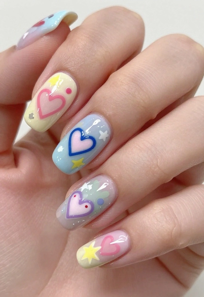 25 Stunning Valentines Nails That Will Make Your Heart Skip a Beat! (You Won't Believe #12!) - 24. Whimsical Love Doodles 1