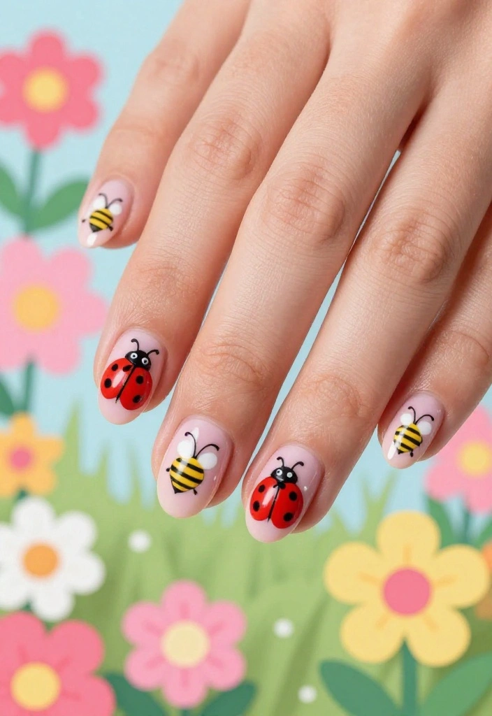 25 Stunning Valentines Nails That Will Make Your Heart Skip a Beat! (You Won't Believe #12!) - 7. Love Bugs 1