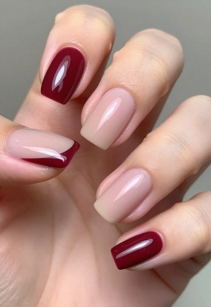 14 Elegant Burgundy Glossy Nail Looks for Your Next Special Occasion! - 13. Burgundy Accent Nail 1