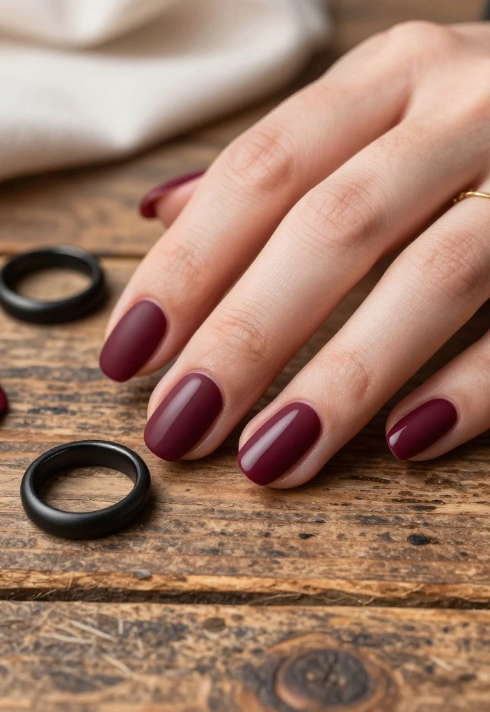 14 Elegant Burgundy Glossy Nail Looks for Your Next Special Occasion! - 5. Matte Burgundy with Glossy Tips 1