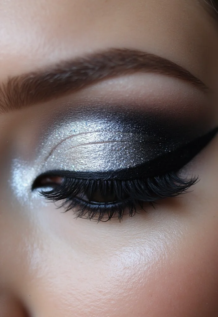 14 Smoky Eye Tutorials That Will Make You a Makeup Pro (Warning: #6 Is Stunning!) - 4. Silver and Black Glam Smoky Eye 1