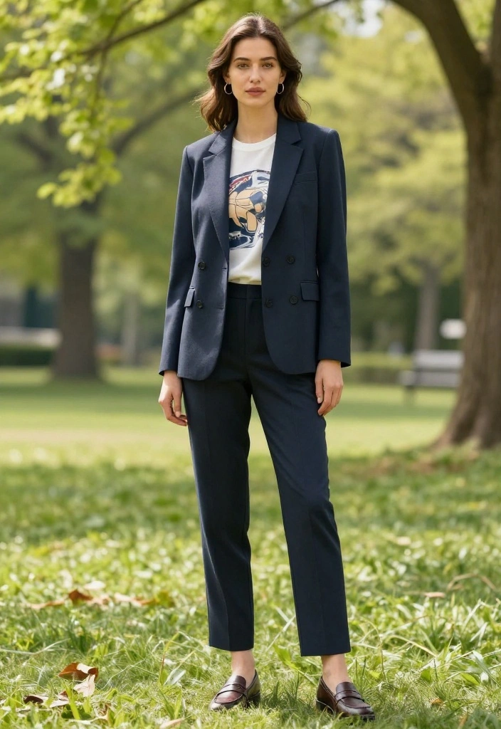 15 Casual Spring Outfits That'll Make You the Envy of the Park (You Won't Believe #7!) - 12. Casual Blazer & Graphic Tee 1