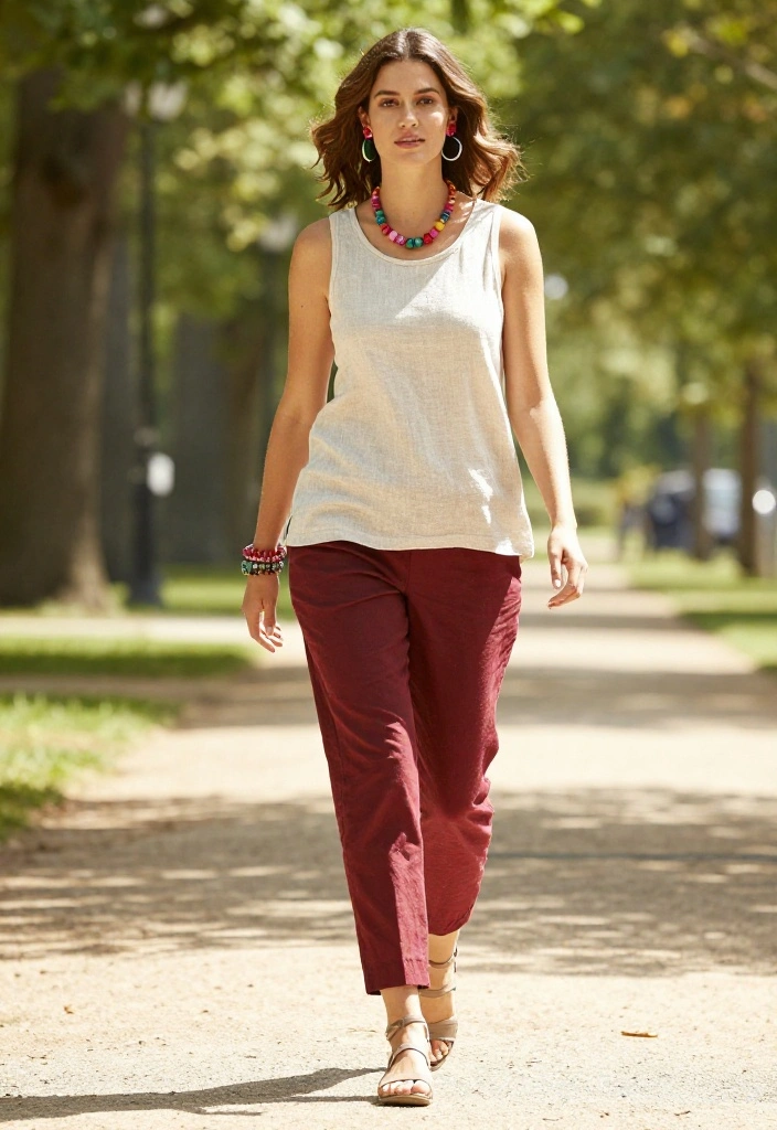 15 Casual Spring Outfits That'll Make You the Envy of the Park (You Won't Believe #7!) - 13. Linen Tank & Cropped Pants 1