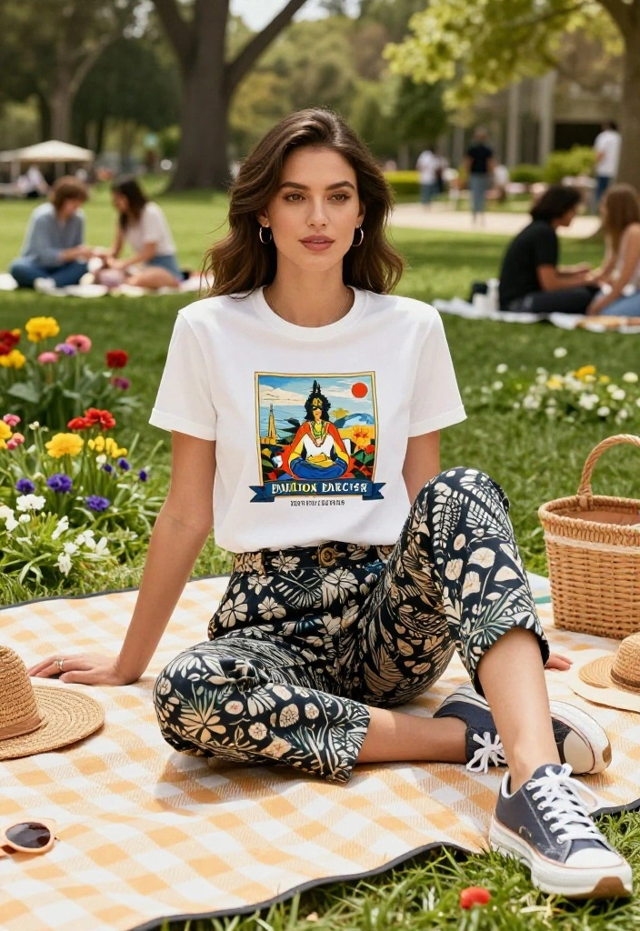 15 Casual Spring Outfits That'll Make You the Envy of the Park (You Won't Believe #7!) - 5. Graphic Tees & Printed Trousers 1