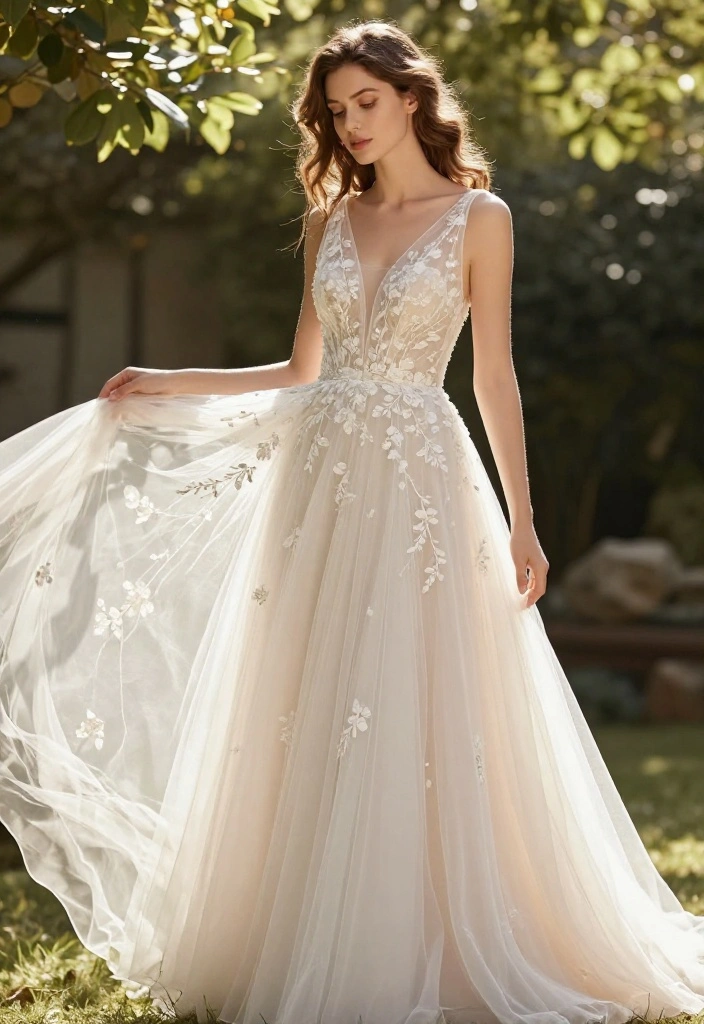 18 Jaw-Dropping Bridal Fashion Trends Featuring Floral Embroidery (Get Ready to Pin #6!) - 1. Delicate Petals on Tulle 1